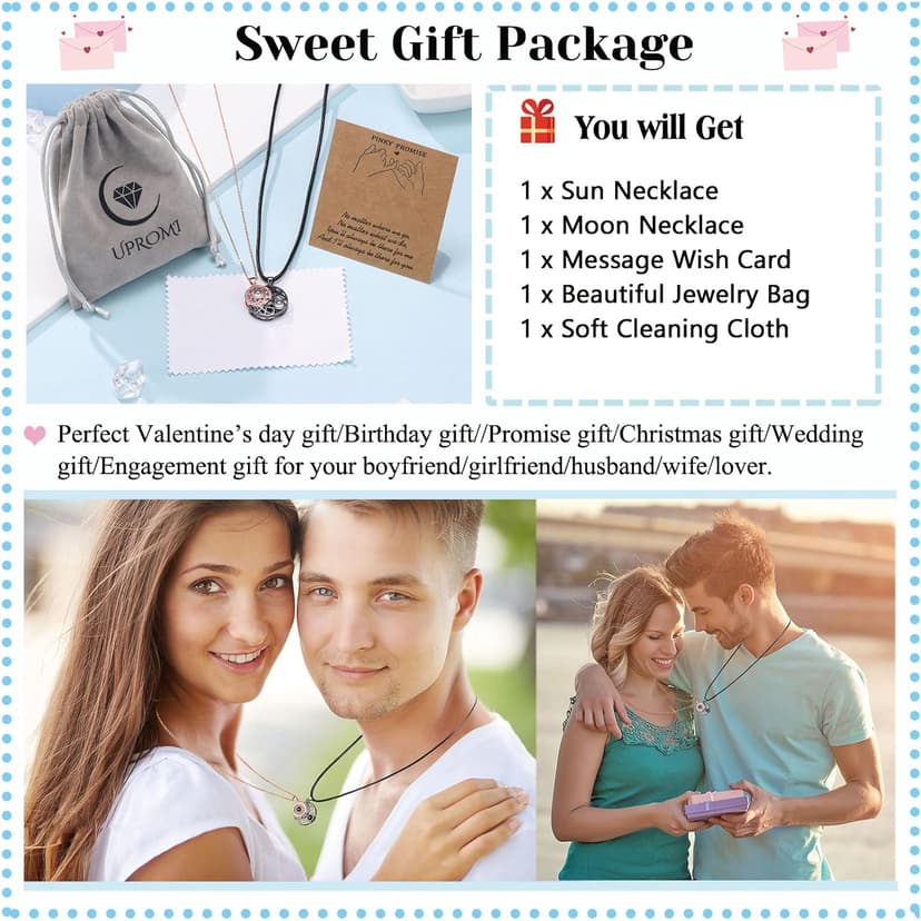 UPROMI Couple Necklace for Boyfriend/Girlfriend/Husband/Man/Soulmate, Anniversary Christmas Birthday Wedding Gifts for Him Her