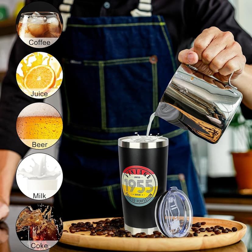 70th Birthday Gifts for Women Men - 1955 70th Birthday Decorations Gifts Ideas for Her Him - 70 Year Old Birthday Gift for Men Women Turning 70 Gift Ideas - 20oz Stainless Steel Tumbler