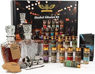 Alcohol Infusion Kit for Infusing Whiskey, Gin, Vodka, Tequila, Rum - DIY Your Own Flavored Spirits with Natural Ingredients - Anniversary, Birthday Gift for Men, Husband