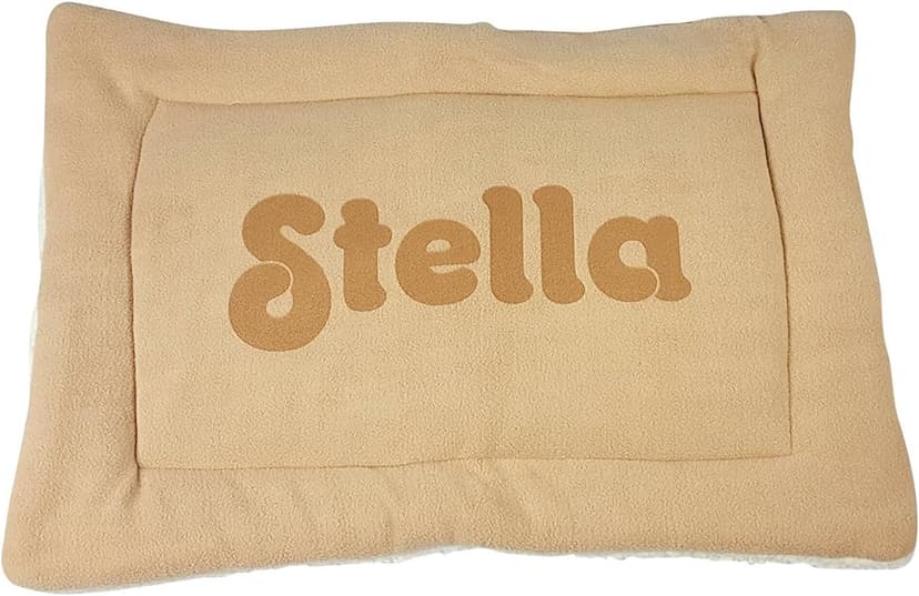 Custom Catch Personalized Dog Mat - Gift for Crate Cushion, Puppy Sleeping Blanket, Kennel Bed Pad - Small - S - Gray, Purple, Blue, Maroon, Beige