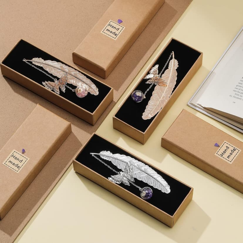 Metal Feather Bookmark with Butterfly Charms Mothers Day Gifts Teacher Appreciation Gifts for Women End of Year Teacher Gifts Birthday Gifts Bookmarks for Women Grils Mom Readers Book Lovers