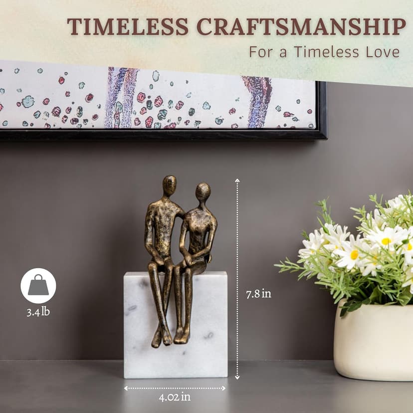 50th Wedding Anniversary Couple Gifts - Iron and Marble Sculpture - Gifts for 50th Wedding Anniversary for Parents or Friends - Includes Present Box, Engraved Plaque and Poem Card