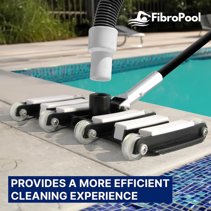 FibroPool Professional-Grade Flexible Pool Vacuum Head - Extra-Wide, Weighted Design for Effortless, Deep Cleaning on All Surfaces - Compatible with Standard Swimming Pool Poles & Hoses