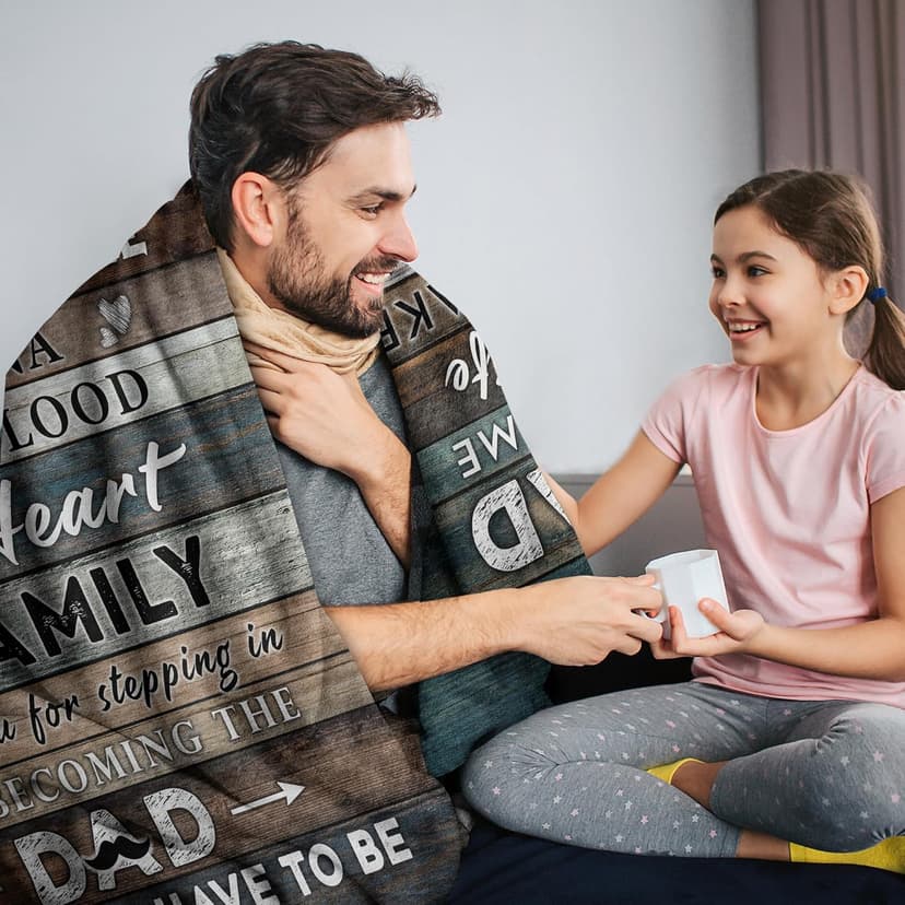 Bonus Dad Gifts - Step Dad Birthday Gifts from Daughter, Son - Stepdad Birthday Gifts - Stepped Up Dads Gift - Bonus Dads Throw Blanket 60" x 50"