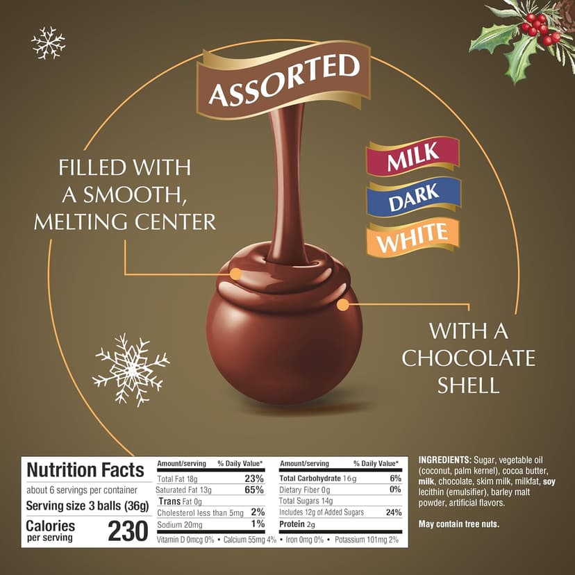 Lindt LINDOR Assorted Chocolate Candy Truffles Gift Box, Assorted Chocolate with Smooth, Melting Truffle Center, 7.6 oz.