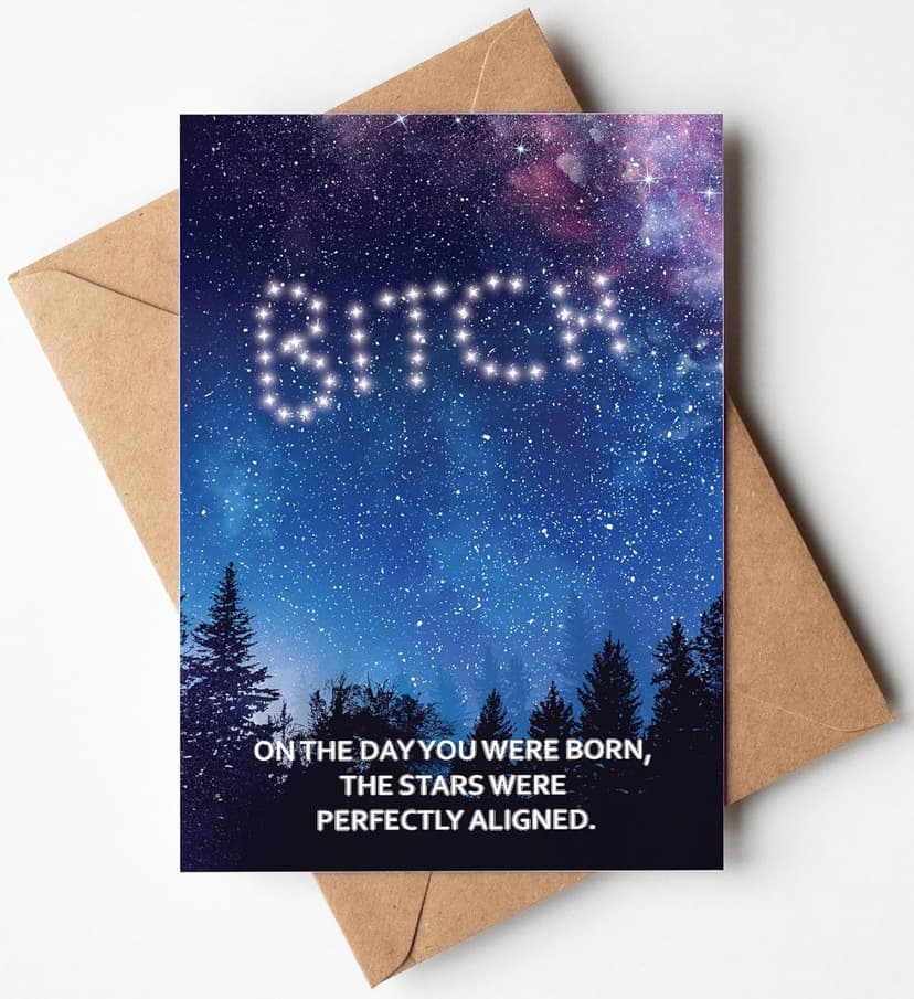 Gelid On The Day You Were Born, The Stars Were Perfectly Aligned - Funny Happy Birthday Cards for Women Her Sister - Humorous Thinking of You Gift Idea Best Friend - Bday Card for Bestie Girlfriend