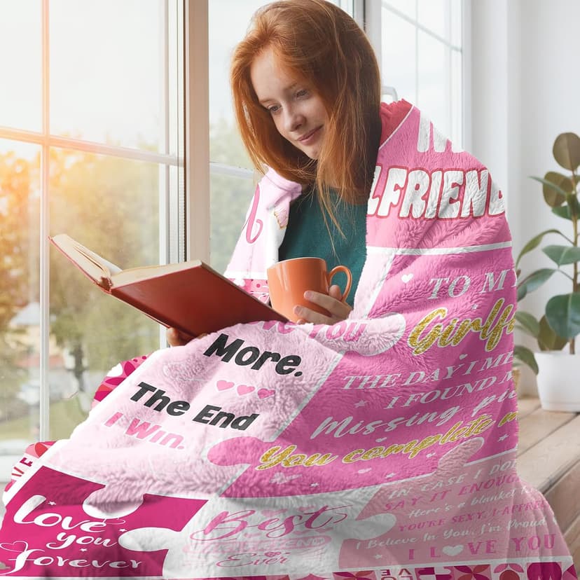 Gifts for Girlfriend from Boyfriend - Valentines Day Girlfriend Gifts for Birthday Mothers Day Christmas - Anniversary Romantic Gift for Her Women - Cute GF Gift Ideas - Soft Flannel Blanket 60"x50"