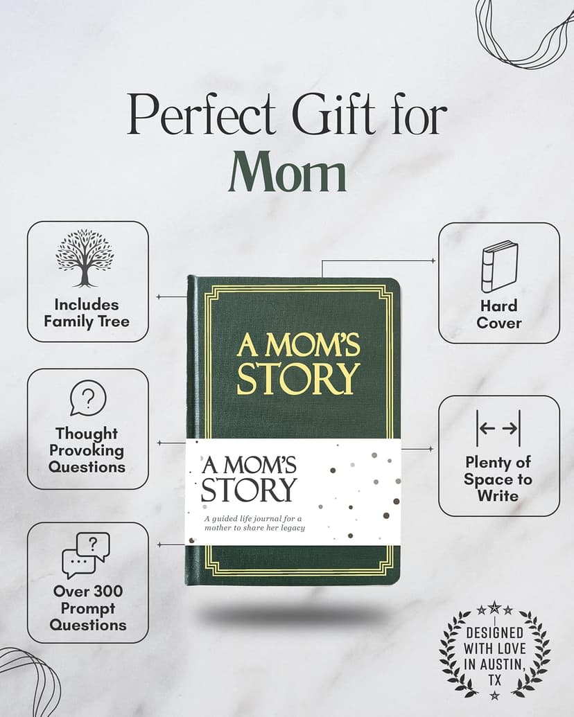 Mom's Life Story Journal (Hardcover): A Meaningful Keepsake for Mom to Share Her Journey and Memories, Book Includes 250+ Prompt Questions, Sentimental Gifts for Mother's Day, Birthday & Christmas