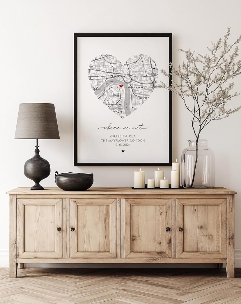 Where It All Began Personalized Heart Map Print, Custom Where We First Met Map, The Night We Met, Valentines Day Gift For Girlfriend Boyfriend, Custom Location, Gifts For Wife And Husband Anniversary