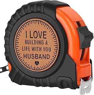 Husband Gifts for Birthday Anniversary Christmas Husband Gifts from Wife, Romantic Wedding Anniversary Men Gifts, Best Husband Ever Gifts, Genuine Leather Engraved 25 FT Tape Measure Useful Tools Gift