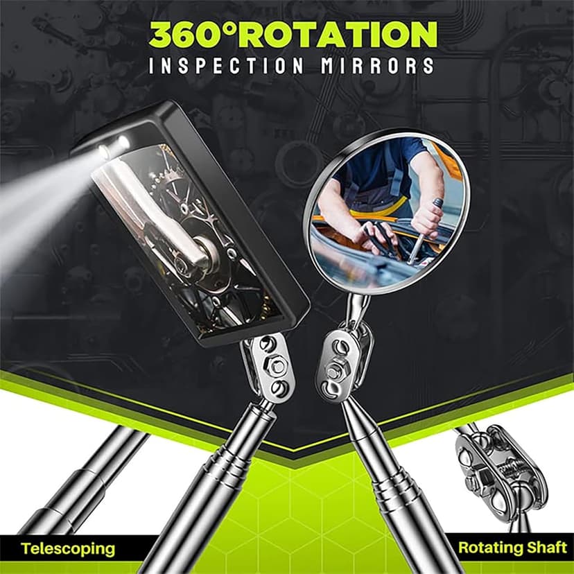 Telescoping Magnetic Pickup Tool Set, Inspection Mirror Telescoping, LED Flashlight, Cool Gadgets for Men, Gifts for Dad, Husband, Kids, Boyfriend, Magnet Stick