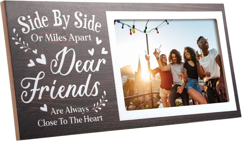 Jetec Wooden Friends Picture Frame 12 x 5.5 Inch Photo Frame Graduation Day Dear Friends Gifts Long Distance Friendship Photo Gifts(Brown)