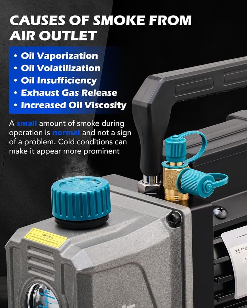 Orion Motor Tech Vacuum Pump, 3.5 cfm 1/4 hp HVAC Single Stage Vacuum Pump for R12 R22 R134a R410a R502, Auto AC Vacuum Pump Kit for Automotive Air Conditioner Resin Degassing & More, Oil Included