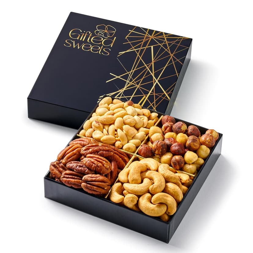 Nuts Gift Basket - 4 Varieties - Premium Assorted Tray - Gourmet Gifts for Birthday, House Warming, Care Package, Sympathy, Get Well, Employee Appreciation Gifts