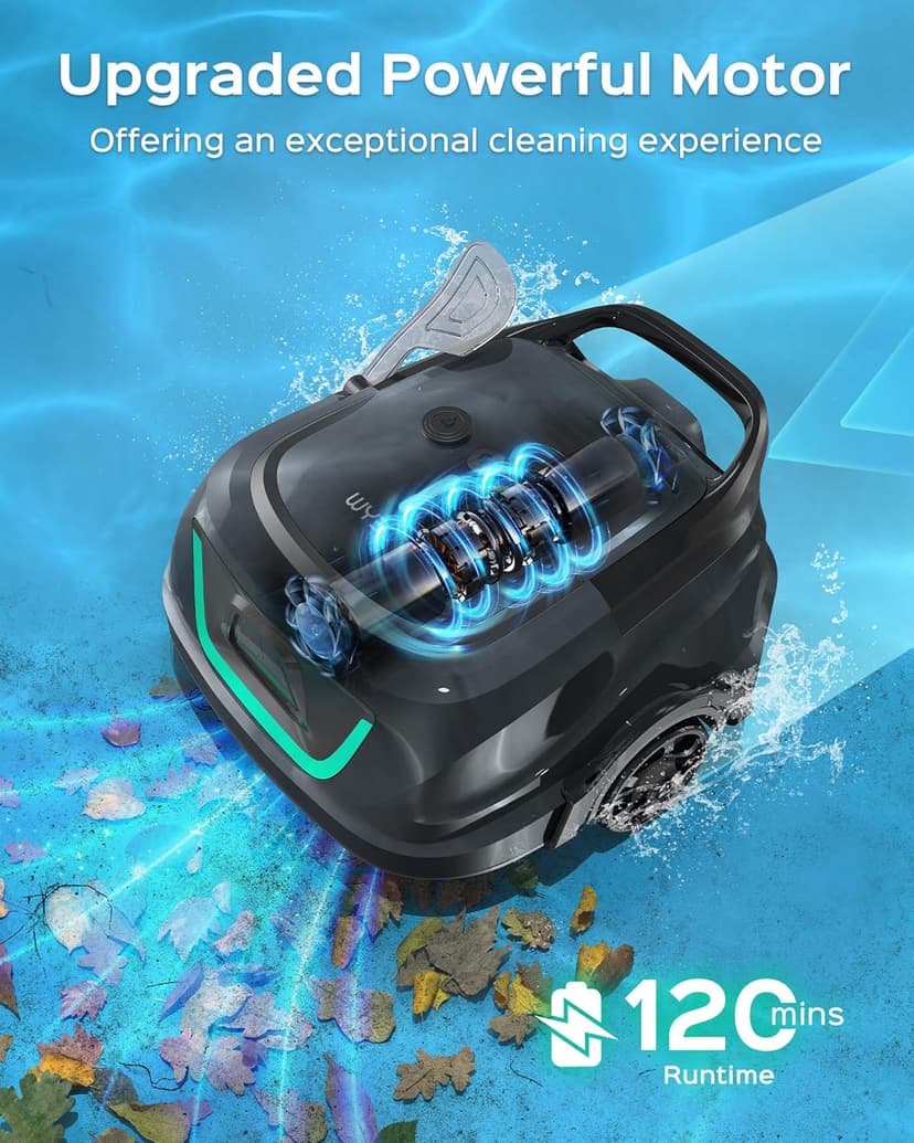 (2025 Upgraded) WYBOT A1 Pool Vacuum for Above Ground Pool, Automatic Cordless Robotic Pool Cleaner with 120 Mins, Double Filters, LED Indicator, 2.5H Charging, Ideal for Plat Pools