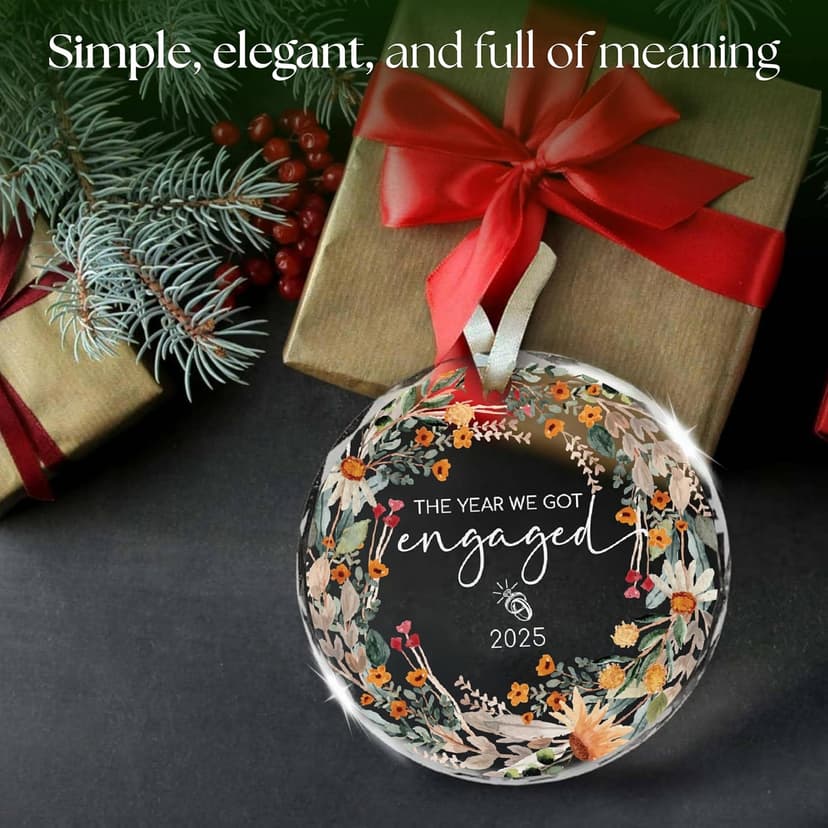 Engagement Gifts for Couples - The Year We Got Engaged 2025 Glass Ornament – Just Engagement Present Ideas for Newly Engaged Women, Bride to Be, Fiance, Friend, Daughter,Christmas Engage Ornamnet