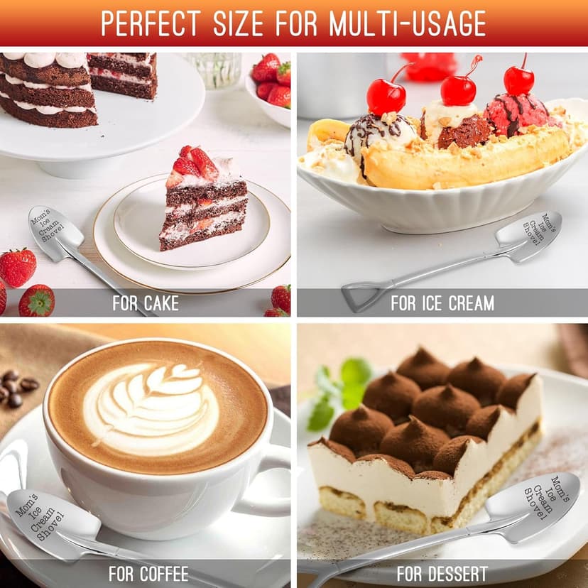 Funny Mother Birthday Gifts for Mom Christmas, from Daughter Son, Christmas Gift for Mom Mama Mommy Mother In Law Birthday Retirement Presents, Small Cute Engraved Mom's Ice Cream Shovel Spoon