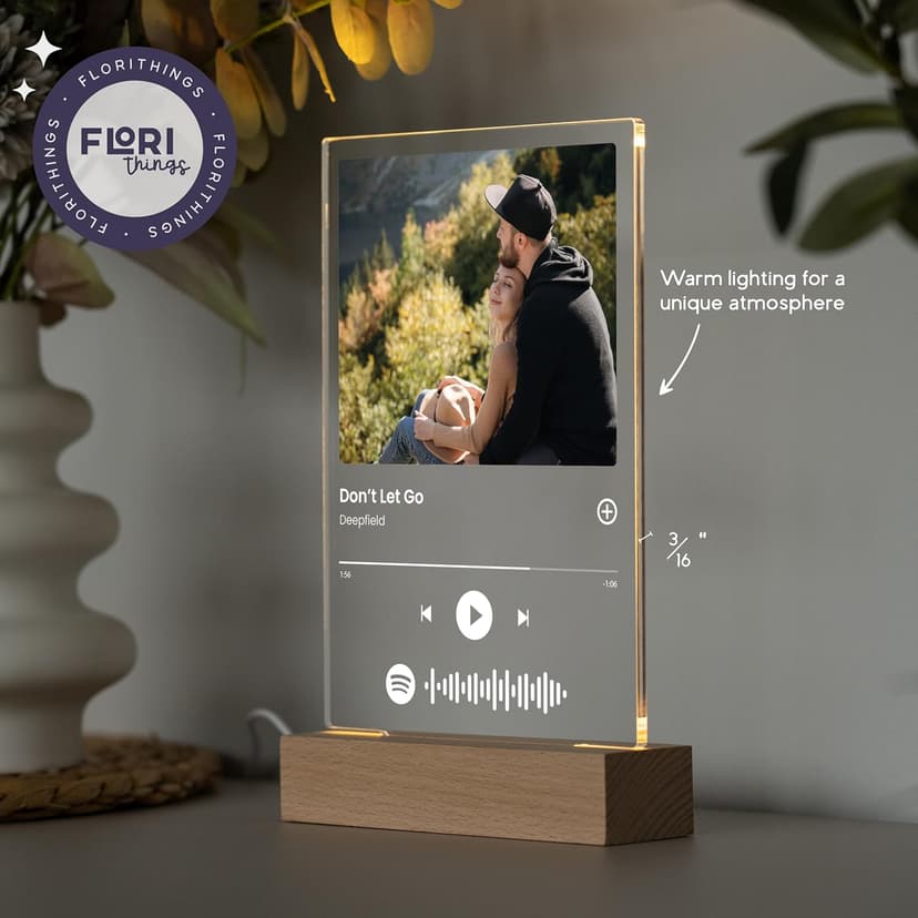 Custom Music Plaque - Personalized Acrylic Song Plaque/Glass Album Cover/Present for Girlfriend - Customized Music Sign - Long Distance Gifts - Couple Present for Her/Him/Boyfriend