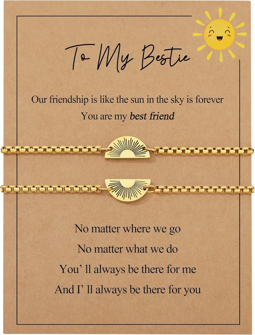 JoycuFF Friendship Bracelets Birthday Gifts for Women Friendship Best Friend Gift Matching Bracelets to My Bestie Sun Bracelet 2pcs