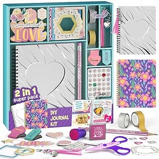 2-Pack DIY Journal Kit for Girls -Christmas Birthday Gifts for Girls 8 9 10 11 12 13 14 Years Old - Arts & Crafts for Teens Trendy Stuff - Scrapbook & Diary Supplies Toys Set