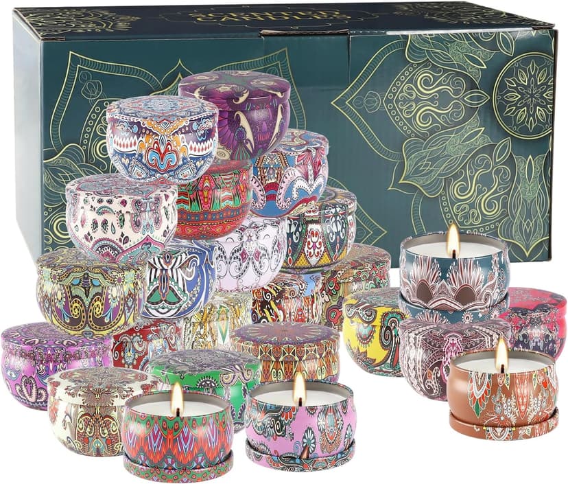 Scented Candles Gift Set, 2.5 oz Soy Wax Aromatherapy Candle for Home, Romantic Candles Gift for Mother Day Christmas Valentines Birthday (24 Pack)