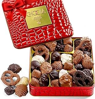 Christmas Chocolate Gift Basket, Gourmet Chocolates Variety Snack Box, Assorted Food Arrangement Platter, Birthday Present, Holiday, Corporate Parties, Sympathy, Candy Gifting Idea, Him, Her, Men, Women, Family (Ruby Red)