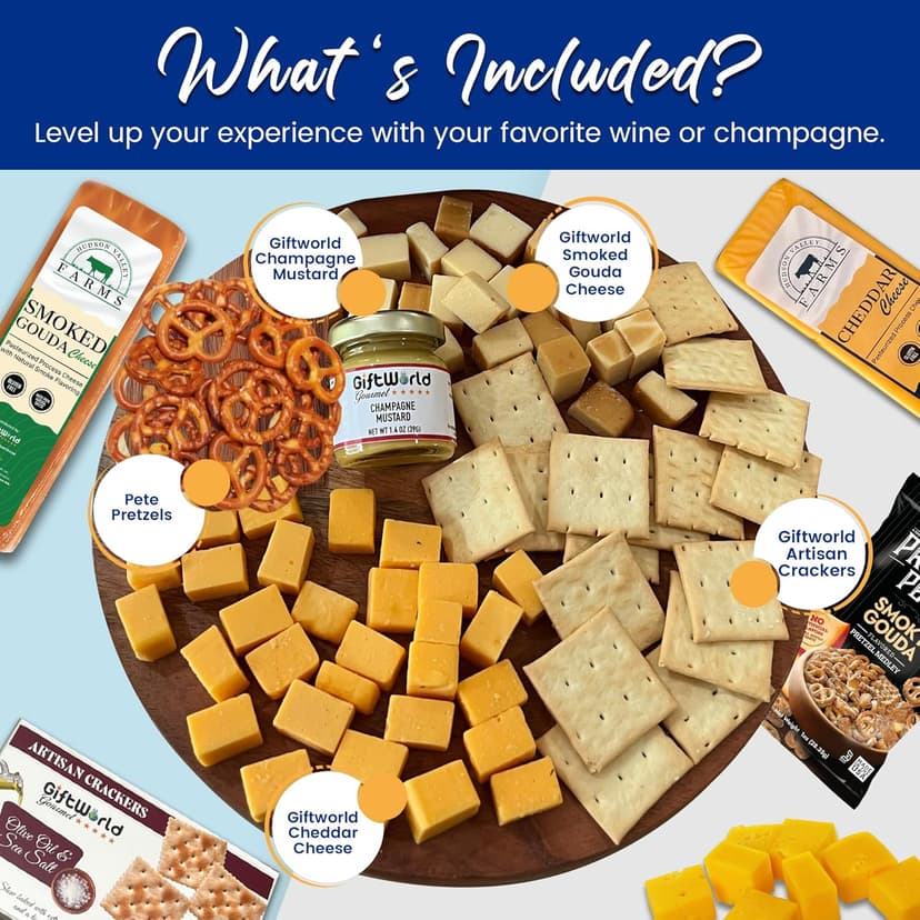 Cheese Gift Baskets Assortment Bundle with 5 items - Gourmet Food Gifts for Men and Women, Food for Charcuterie Board, Cheese Sampler for Corporate and Family Occasions, Thanksgiving and Christmas Gifts