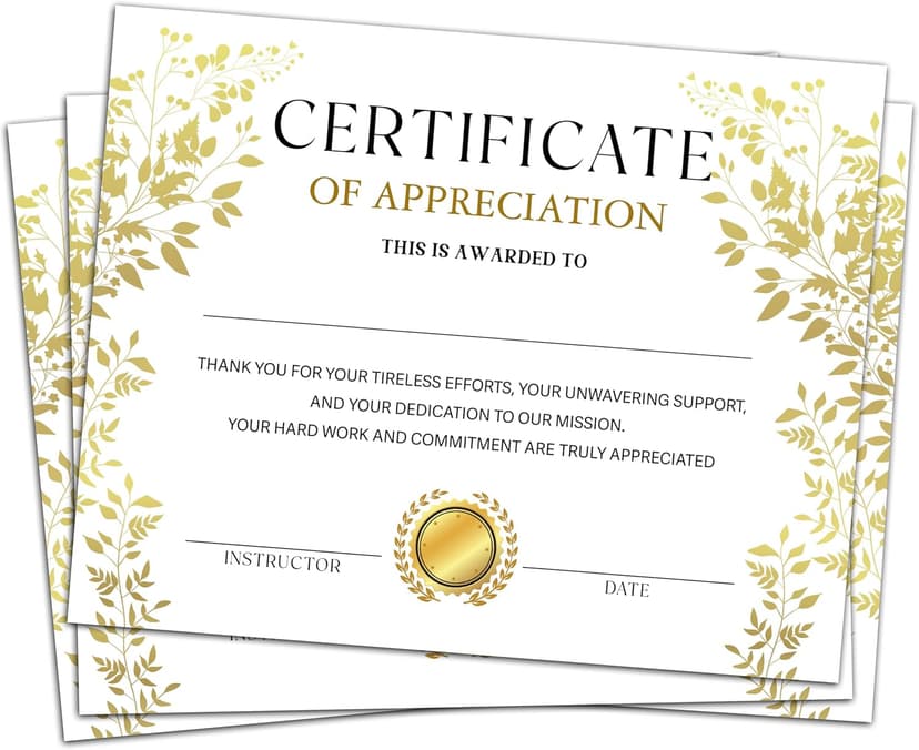 Certificate of Appreciation -25pcs, Certificates of Recognition, Thank You Gifts Certificates for Employees, Staff, Teachers, Volunteers, 8×10 Inch Award Certificate-A08