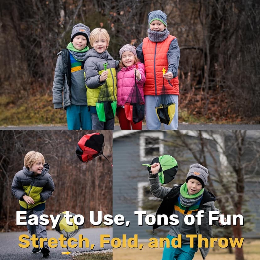 NUTTY TOYS Parachute Toys for Kids - Tangle Free Outdoor Flying Parachute Men, Top Indoor & Outside, 3 4 5 6 7 8 9 10 11 12 Year Old, Best Christmas Stocking Stuffers Idea 2025 Unique Boy & Girl Gifts