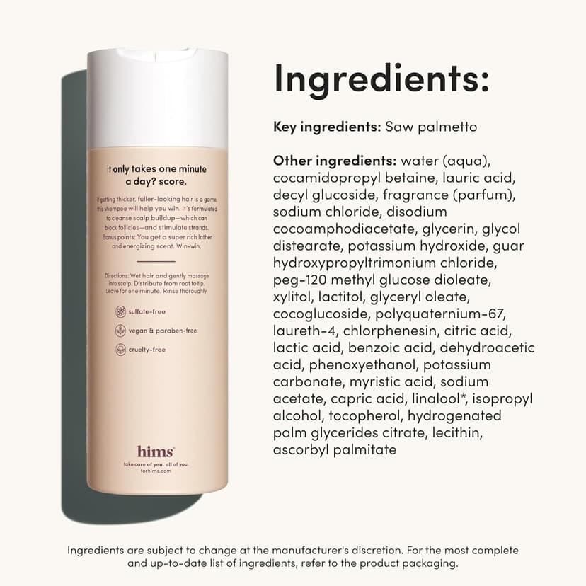 hims Thick Fix Shampoo for Men - Thickening Shampoo With Saw Palmetto and Niacinamide - No Parabens or Sulfates, Vegan and Cruelty Free - Fresh Eucalyptus Grove, 2 pack, 6.4oz