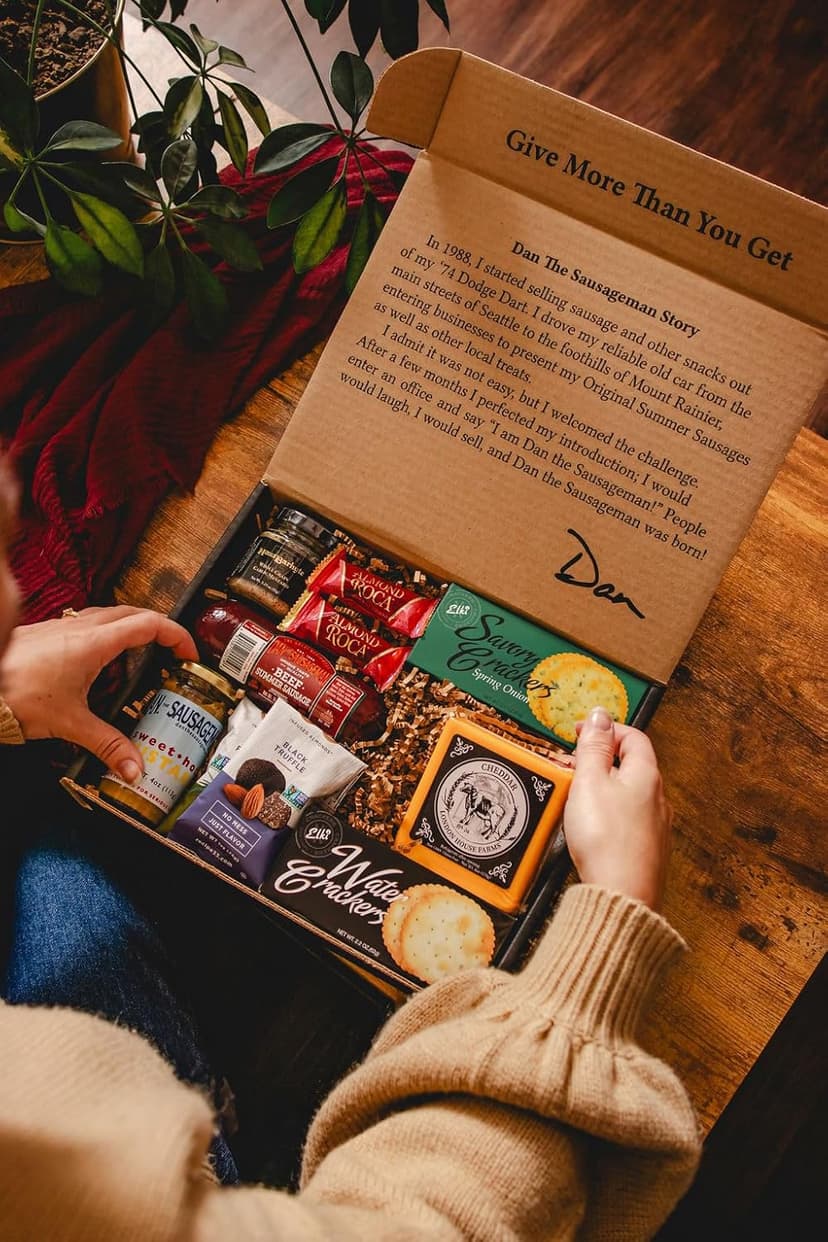 Dan the Sausageman Yukon Gift Basket - Gourmet Smoked Beef Summer Sausages, Cheese & Snacks for Easy Gifting | Perfect for Father's Day, Holidays & Any Occasion, 10-Item
