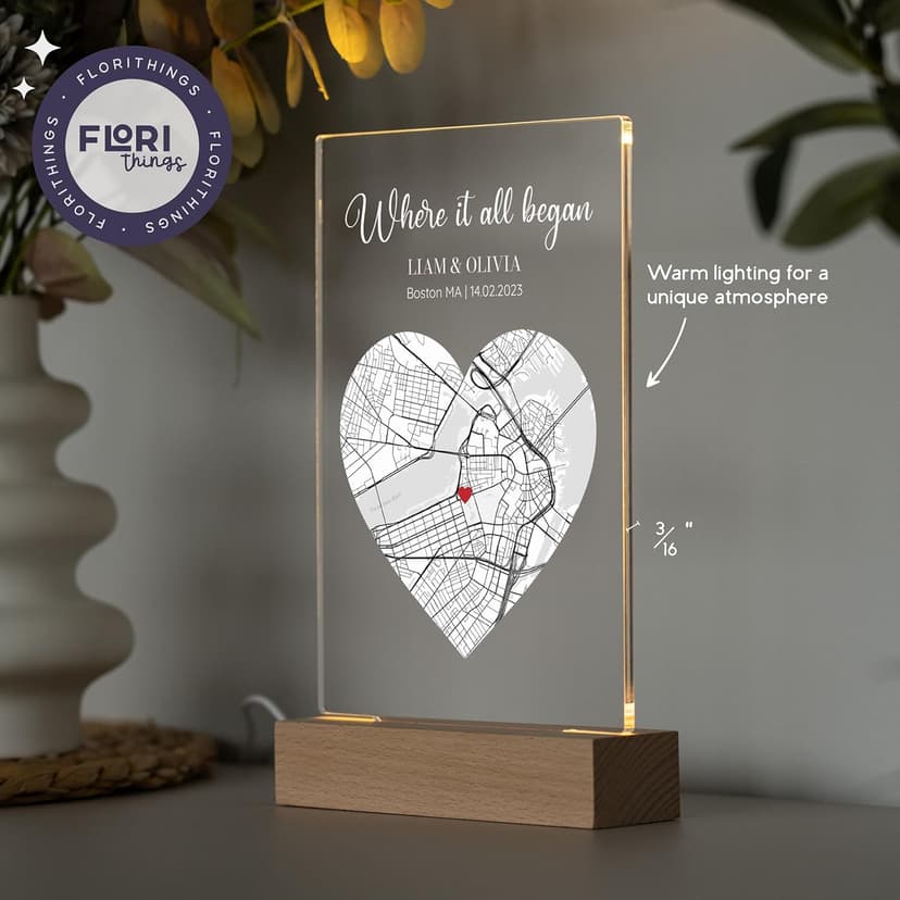 Where We Met Map Gift - Cute Boyfried Gifts From Girlfriend/Personalized Gifts For Her/I Love You Gifts For Him - Custom Plaque Personalized/Christman Presents for Boyfriend - Couple