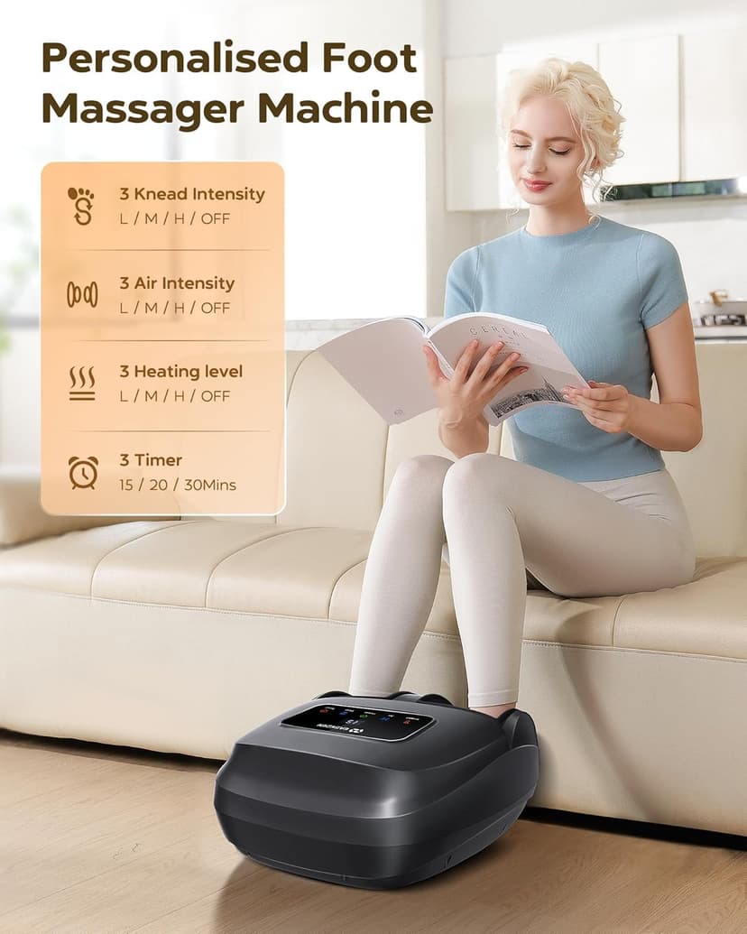Shiatsu Foot Massager Machine with Heat, 2025 Upgrade Deep Kneading, Full Foot Massager with Remote for Plantar Fasciitis, Neuropathy, Birthday Gifts for Women Mom Men Dad, Up to Foot Size 14