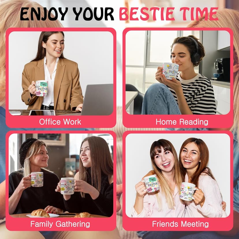 Gossby Bestie Coffee Mug - Best Friend Gift For Women - Friendship Gift for Female Friend - Friendship Gifts For Women Birthday - Gifts For Close Female Friends - 11oz White Ceramic Cup
