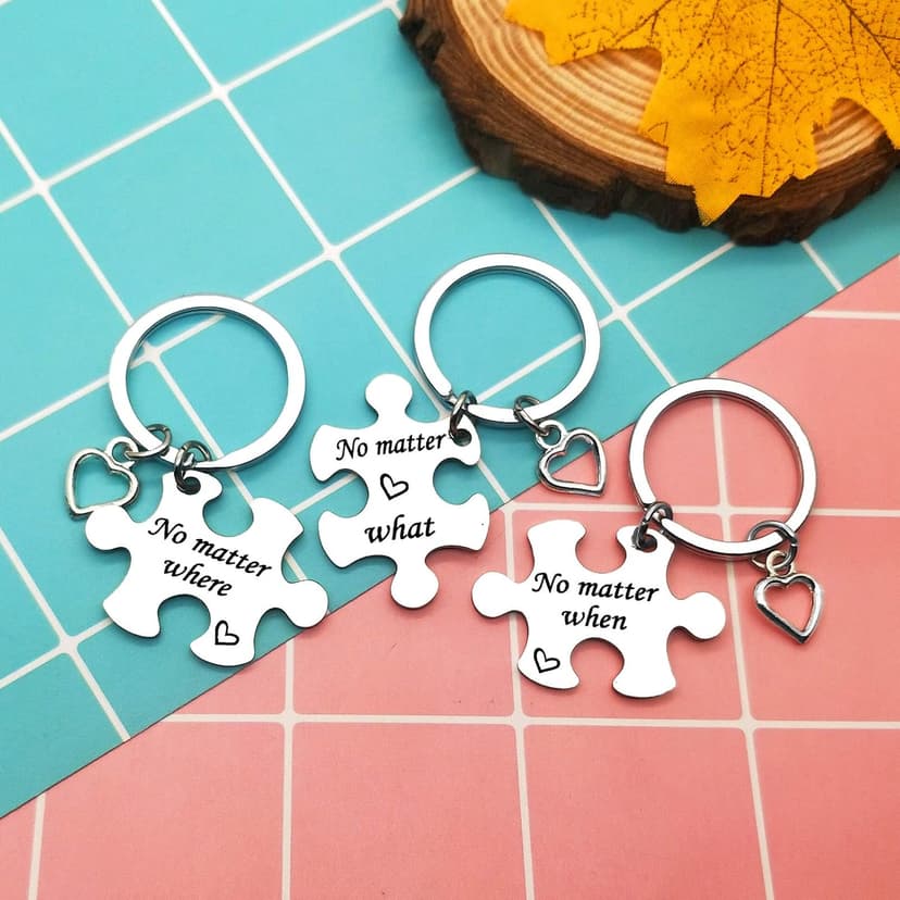 Ciyumu Best Friend Keychain Set Sisters Brothers Keychain No Matter Where What When Puzzle Keychains Set of 3 Long Distance Relationship Gifts Friendship Gifts for Family Teens Birthday Graduation Gift