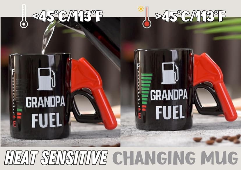 Onebttl Grandpa Gifts, Grandpa Fuel Color Changing Coffee Mug with Fueling Nozzle Handle, Gifts for Grandpa, 13.5oz/400ml Funny Ceramic Mug for Christmas, Father's Day