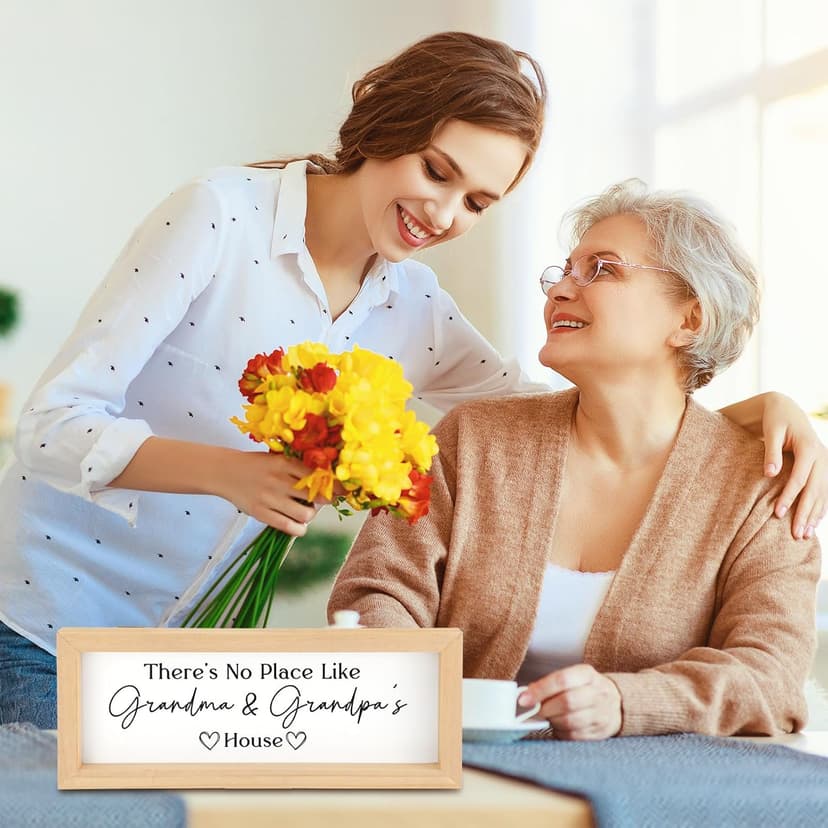 Yousoontic Grandparents Gift from Grandkids There's No Place Like Grandma & Grandpa's House Wooden Sign Farmhouse Home Decor for Father's Day Birthday Xmas Thanksgiving Gift(Light Brown,11.8 Inch)