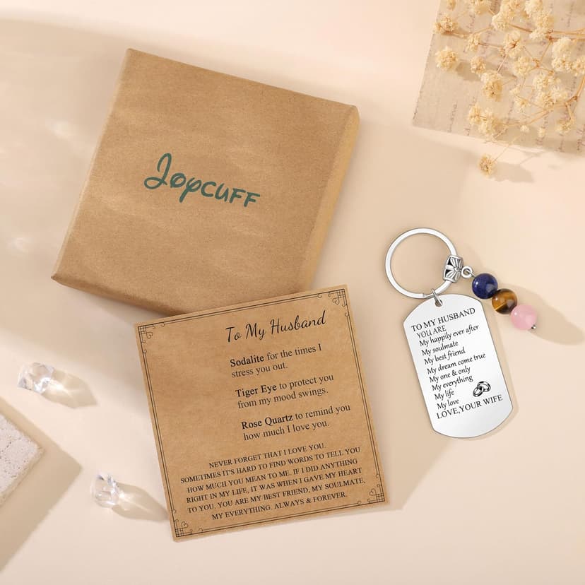 JoycuFF Keychain Gift for Women Christmas Birthday Gift for Best Friends Huaband Son Mom Stone Keychain