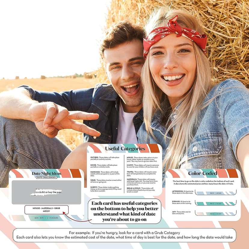 Romantic & Fun Scratch Off Date Night Ideas Card Game, Perfect Couple Gifts for Her or Him, Couple Gifts for Boyfriend, Girlfriend, Wife, Husband, Engagement, Birthday or Anniversaries