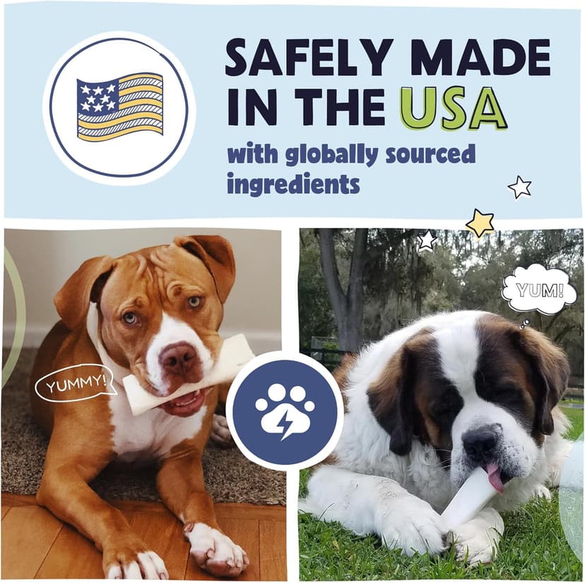 Pawstruck Large 5-6” Filled Dog Bones Variety Pack - Peanut Butter, Cheese & Bacon, Beef Flavors - Made in USA, Long Lasting Stuffed Femur Treat for Aggressive Chewers - Pack of 3, Packaging May Vary