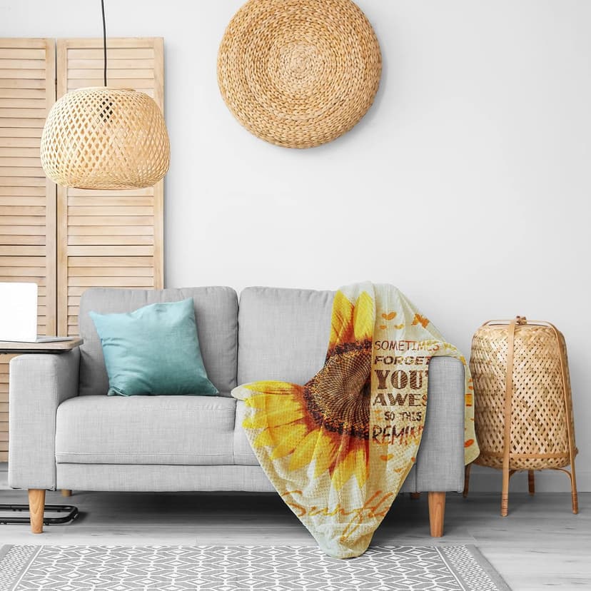 Sending Sunshine Gift, Sunflower Gifts for Women, Care Package, Birthday Gifts Box, Get Well Soon Gifts Basket Thinking of You Gift for Women, Friend, Sister, Mom with Inspirational Blanket