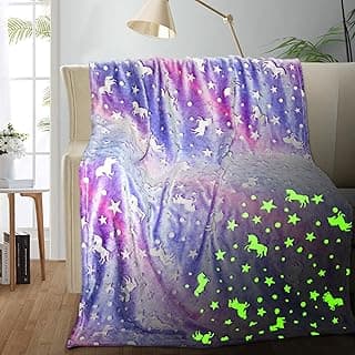 TEHALK Unicorn Glow in The Dark Blanket, Unicorn Blanket for Girls/Kids, Unicorns Gifts for Girls Age 3-12, Toddler Blanket for Kids, Soft Fleece Blanket Throw Birthday Gift 40"x60"