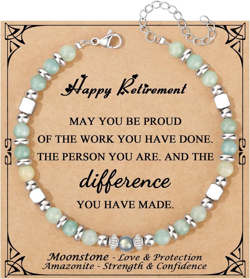 𝗚𝗶𝗳𝘁𝘀 𝗳𝗼𝗿 𝗪𝗼𝗺𝗲𝗻 𝗠𝗼𝗼𝗻𝘀𝘁𝗼𝗻𝗲 𝗕𝗿𝗮𝗰𝗲𝗹𝗲𝘁 Amazonite Colorful Imperial Jasper Stainless Steel Beads Bracelets, Graduation Mothers Day Christmas Birthday Gifts for Her Women