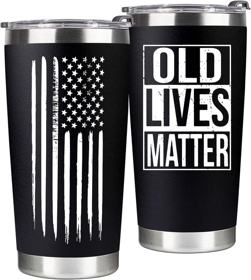 30th, 40th, 50th and 60th Birthday Gifts for Men, Dad from Son, Daughter, Wife - Gag Gifts For Men, Grandpa - Cool Old Man Gift, Old Lives Matter Tumbler 20oz - Funny Christmas Gifts