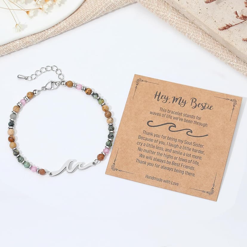 TONY & SANDY Friend Gifts for Women, Sister Gift, Friendship Bracelets, Wave Bracelet, Best Friend Birthday Gifts for Women, Bestie Bracelets, Christmas Stocking Stuffers for Woman