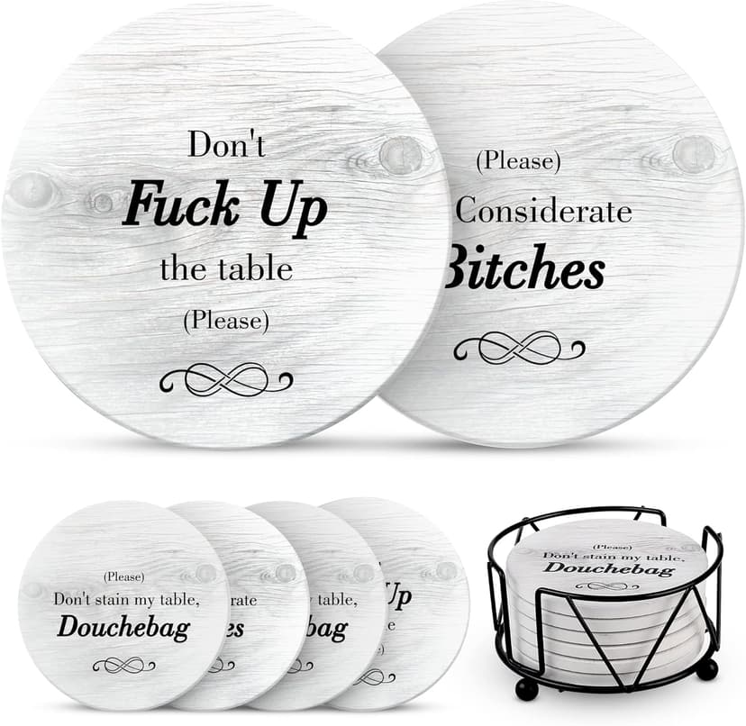 Funny Coasters - Perfect White Elephant Gifts - Unique Gifts for Women Men - Cool Friend Gifts - Secret Santa Gifts - Gag Gifts - Couples Gifts - Funny Housewarming Gifts - Birthday