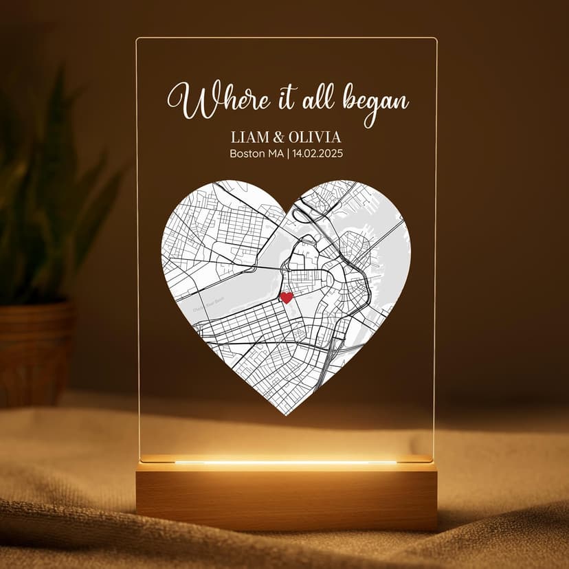 Where We Met Map Gift - Cute Boyfried Gifts From Girlfriend/Personalized Gifts For Her/I Love You Gifts For Him - Custom Plaque Personalized/Christman Presents for Boyfriend - Couple
