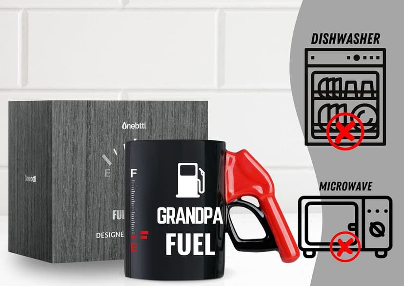 Onebttl Grandpa Gifts, Grandpa Fuel Color Changing Coffee Mug with Fueling Nozzle Handle, Gifts for Grandpa, 13.5oz/400ml Funny Ceramic Mug for Christmas, Father's Day