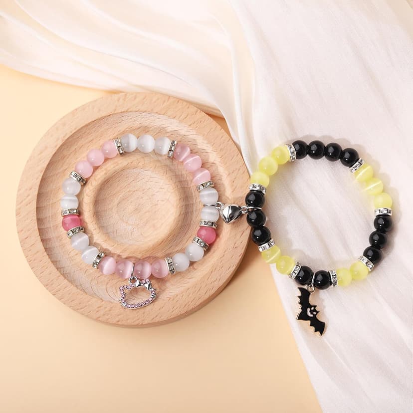 Korotho Matching Spider Bracelets for Couples Best Friend, Christmas Matching Heart Charm Bracelets Gifts for Couples Friends Spider Friendship Jewelry to Sister Bestie Long Distance Gift for Bf Gf