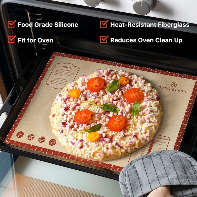 26x16 Inch Extra Thick Silicone Baking Mat with Measurements, Non-slip and Reusable - For Cookies, Bread, Pastry